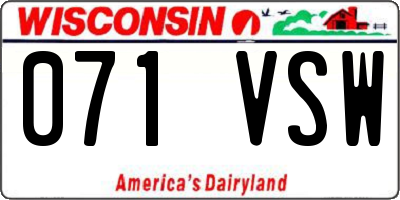 WI license plate 071VSW