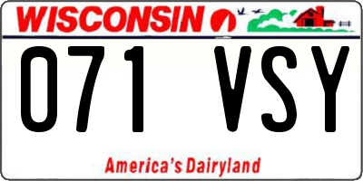 WI license plate 071VSY