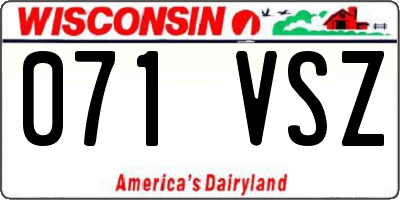 WI license plate 071VSZ