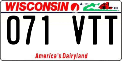 WI license plate 071VTT