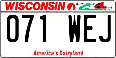 WI license plate 071WEJ