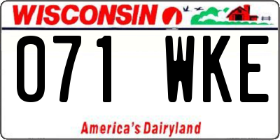 WI license plate 071WKE