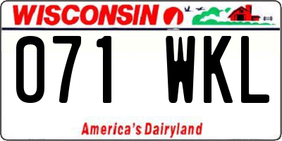 WI license plate 071WKL