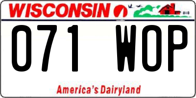 WI license plate 071WOP