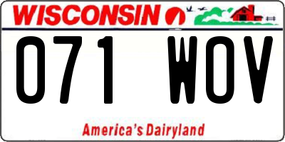 WI license plate 071WOV