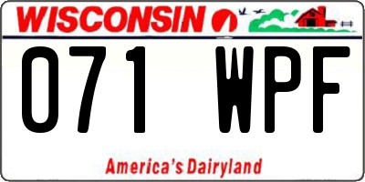 WI license plate 071WPF