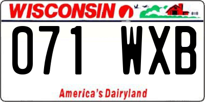 WI license plate 071WXB