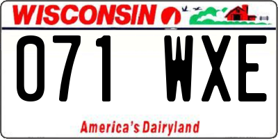 WI license plate 071WXE