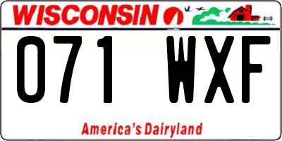 WI license plate 071WXF