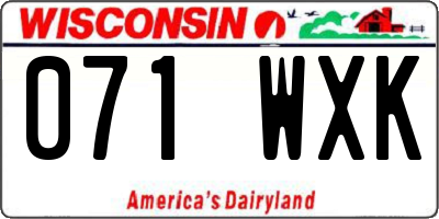 WI license plate 071WXK