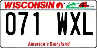WI license plate 071WXL