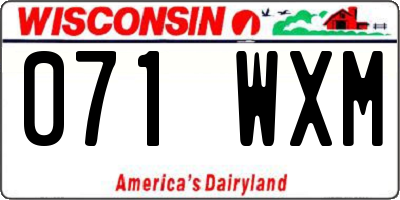 WI license plate 071WXM