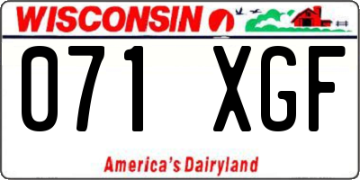 WI license plate 071XGF