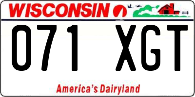 WI license plate 071XGT