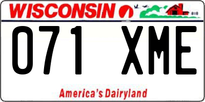 WI license plate 071XME