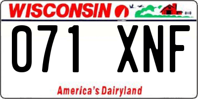WI license plate 071XNF