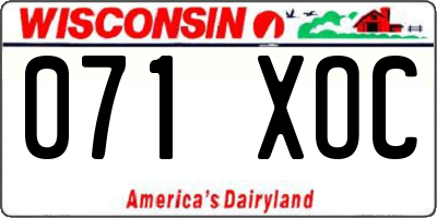 WI license plate 071XOC