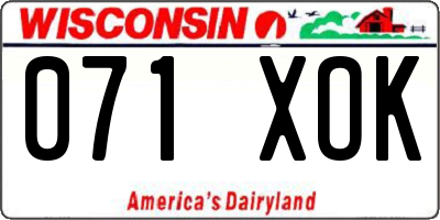 WI license plate 071XOK
