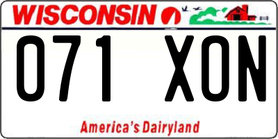 WI license plate 071XON