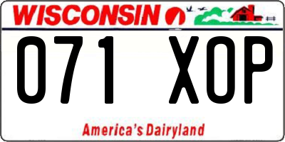 WI license plate 071XOP