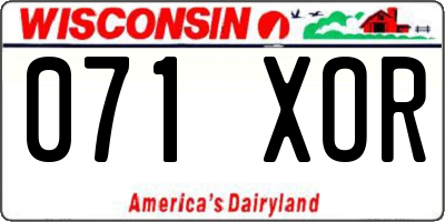 WI license plate 071XOR