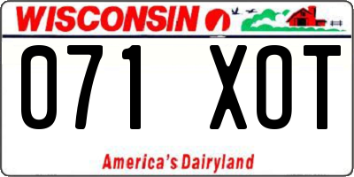 WI license plate 071XOT