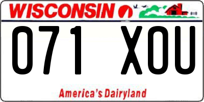 WI license plate 071XOU