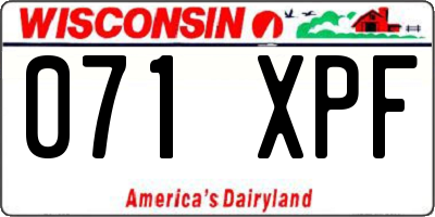WI license plate 071XPF