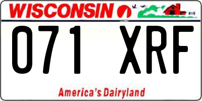 WI license plate 071XRF