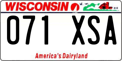 WI license plate 071XSA