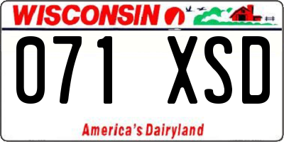 WI license plate 071XSD