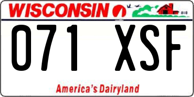 WI license plate 071XSF