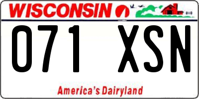 WI license plate 071XSN