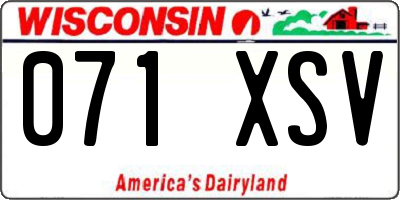 WI license plate 071XSV