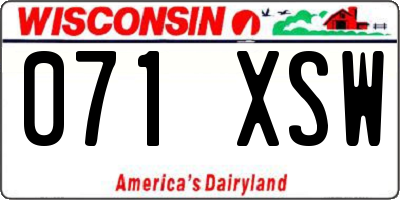 WI license plate 071XSW