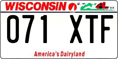 WI license plate 071XTF