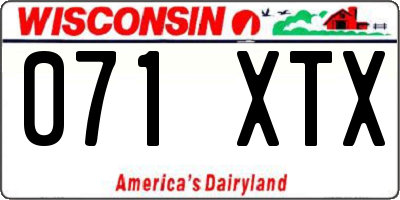 WI license plate 071XTX