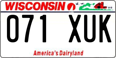 WI license plate 071XUK