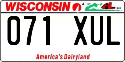 WI license plate 071XUL
