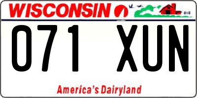 WI license plate 071XUN