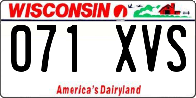 WI license plate 071XVS
