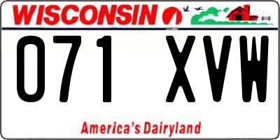 WI license plate 071XVW