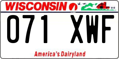 WI license plate 071XWF