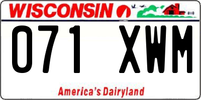 WI license plate 071XWM