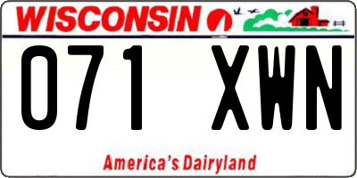 WI license plate 071XWN