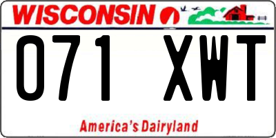 WI license plate 071XWT