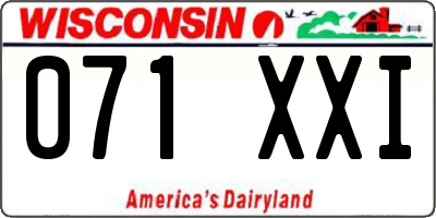 WI license plate 071XXI
