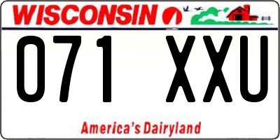 WI license plate 071XXU