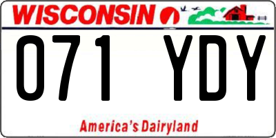 WI license plate 071YDY