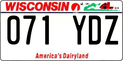 WI license plate 071YDZ